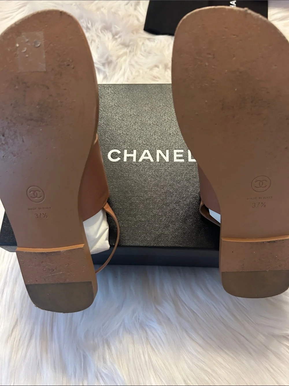 CHANEL tan leather